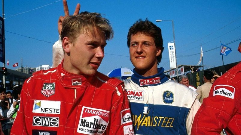 Young Mika Hakkinen in DTM with Schumacher