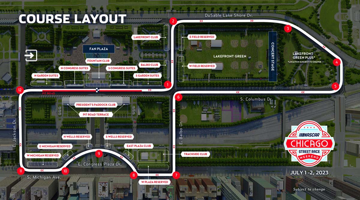 NASCAR Chicago Street Race course layout
